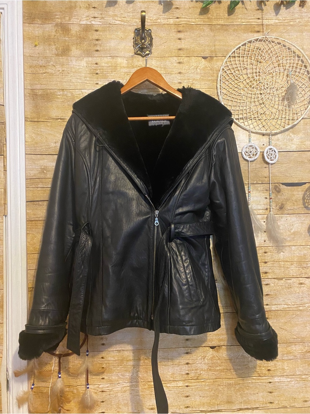 Wilsons Leather Faux Fur Belted Trench Jacket with Asymmetrical Zip - Picture 8 of 16